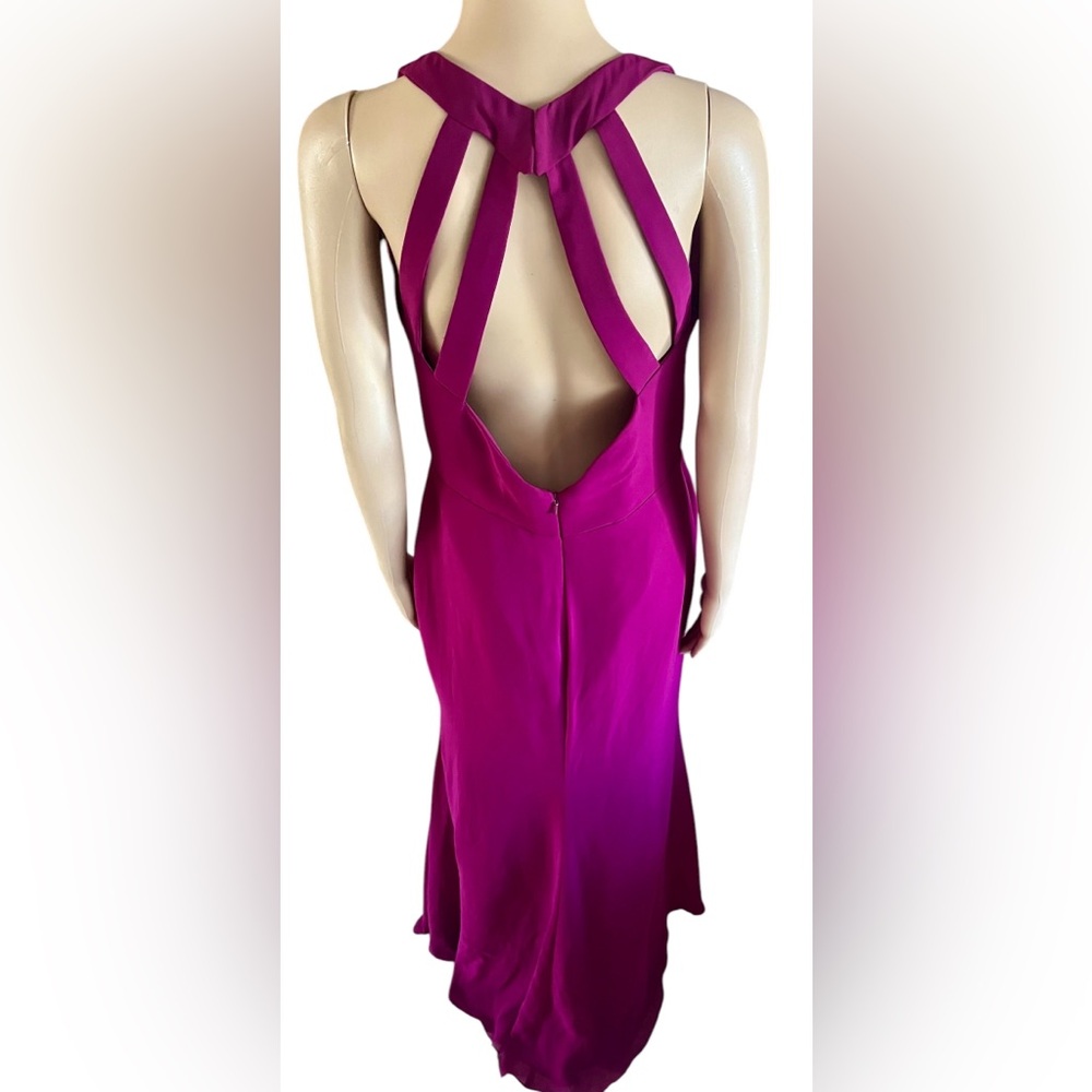 HP 🥳🔥 Hayley Paige Occasions Azalea Chiffon Pleated Halter Maxi Dress - Picture 5 of 8